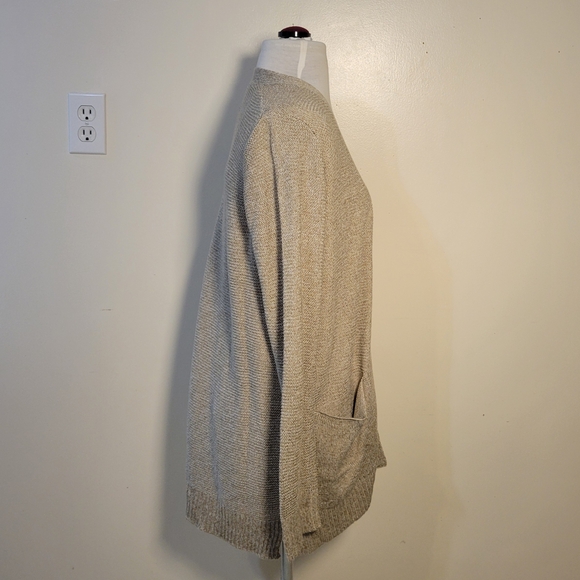 Cotton Emporium (Women's M) "Vallerie" Pocket Beige Open Front Cardigan Sweater - Picture 2 of 7